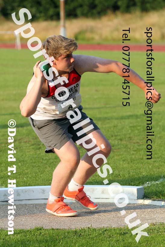 Shot putt, 2021 North East Grand Prix 5, Monkton, Wednesday, July 21st. Photo: David T. Hewitson/Sports for All Pics